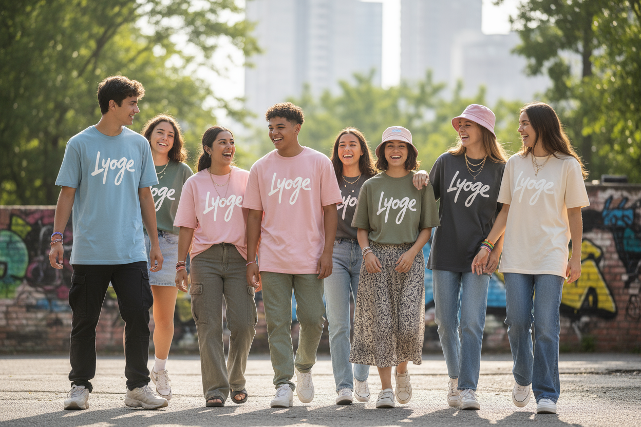 tieners met shirt als logo lyoge